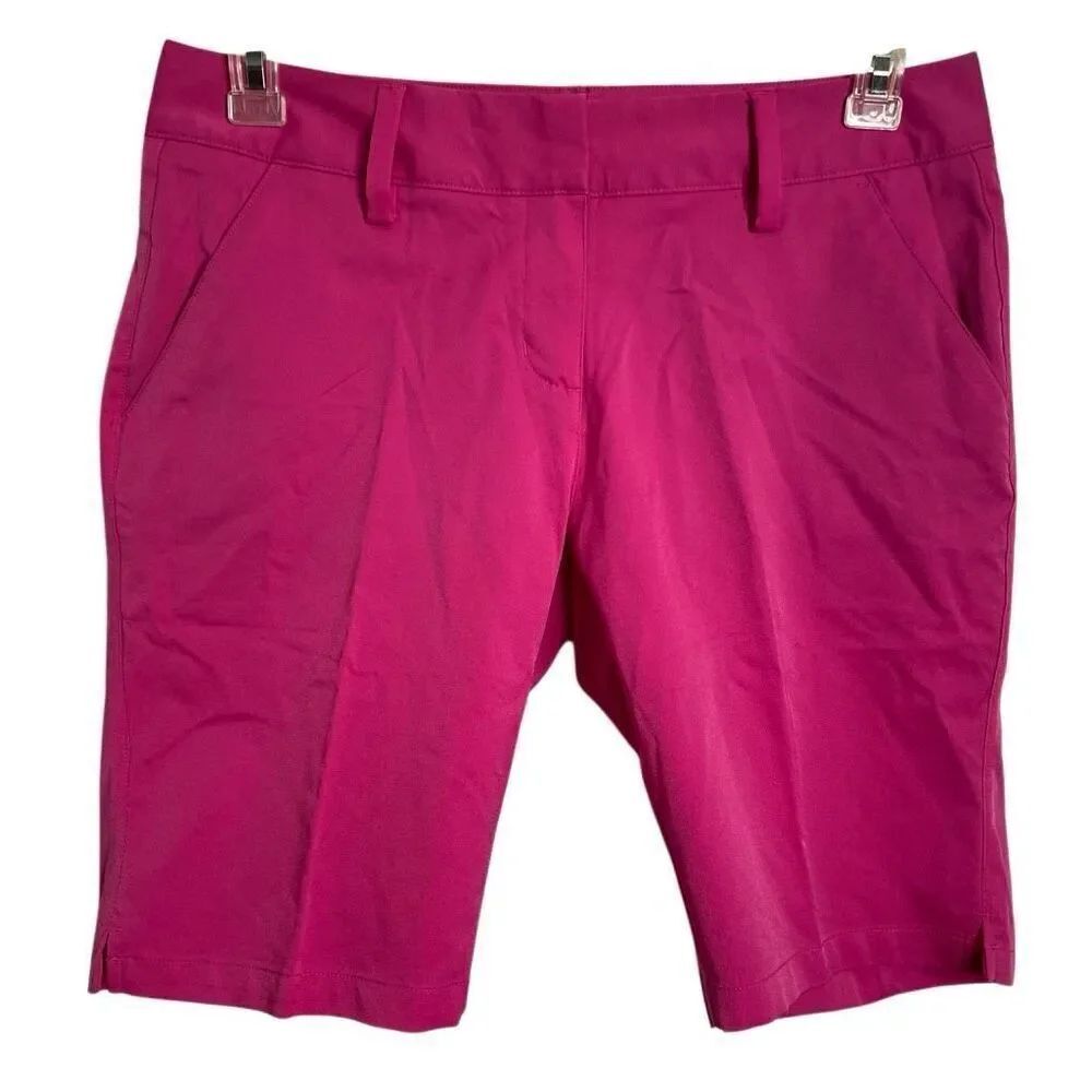 Adidas Womens Climalite Bermuda Golf Shorts 8 Hot Pink Athletic 10” Inseam